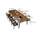 Brown Pine Wood Rectangular Conference Table for Eight Image - 11