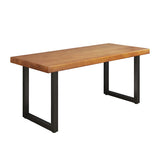 Brown Pine Wood Rectangular Iron Sled Gaming Desk Image - 5