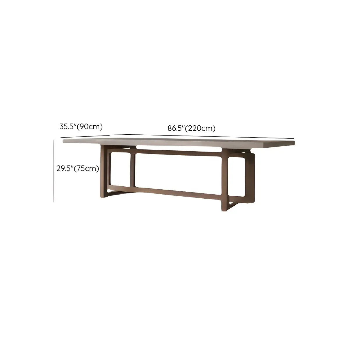 Brown Pine Wood Rectangular Sleith Long Writing Desk Image - 10