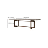 Brown Pine Wood Rectangular Sleith Long Writing Desk #size