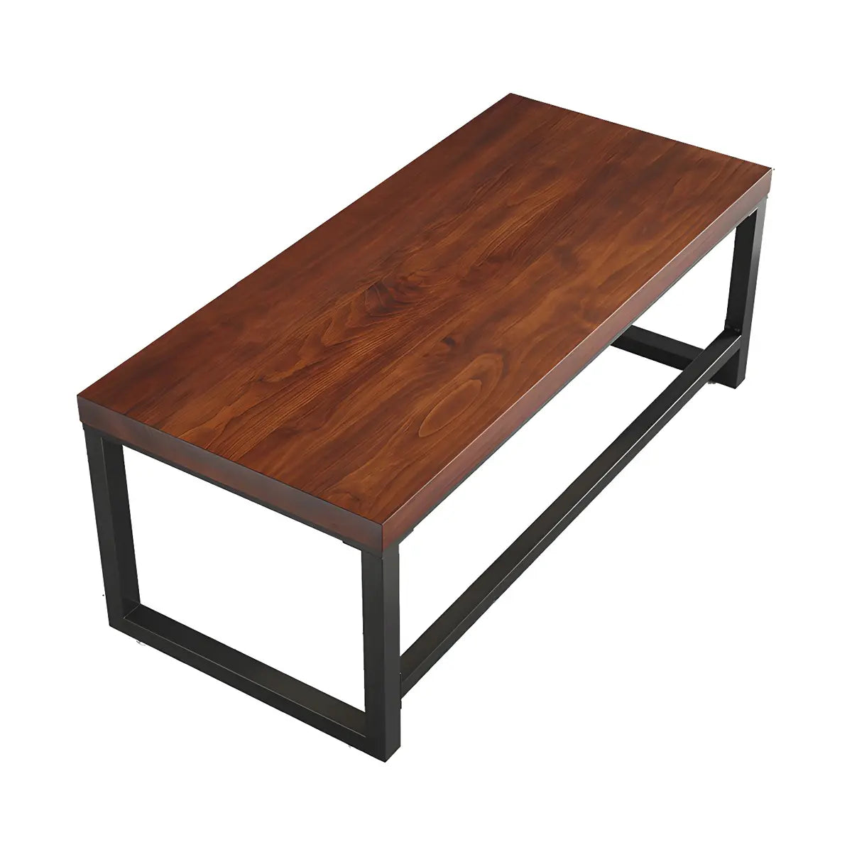 Brown Pine Wood Rectangular Steel Sled Gaming Desk Image - 5