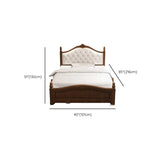 Brown Queen Curved Wood Upholstered Platform Panel Bed Image - 7