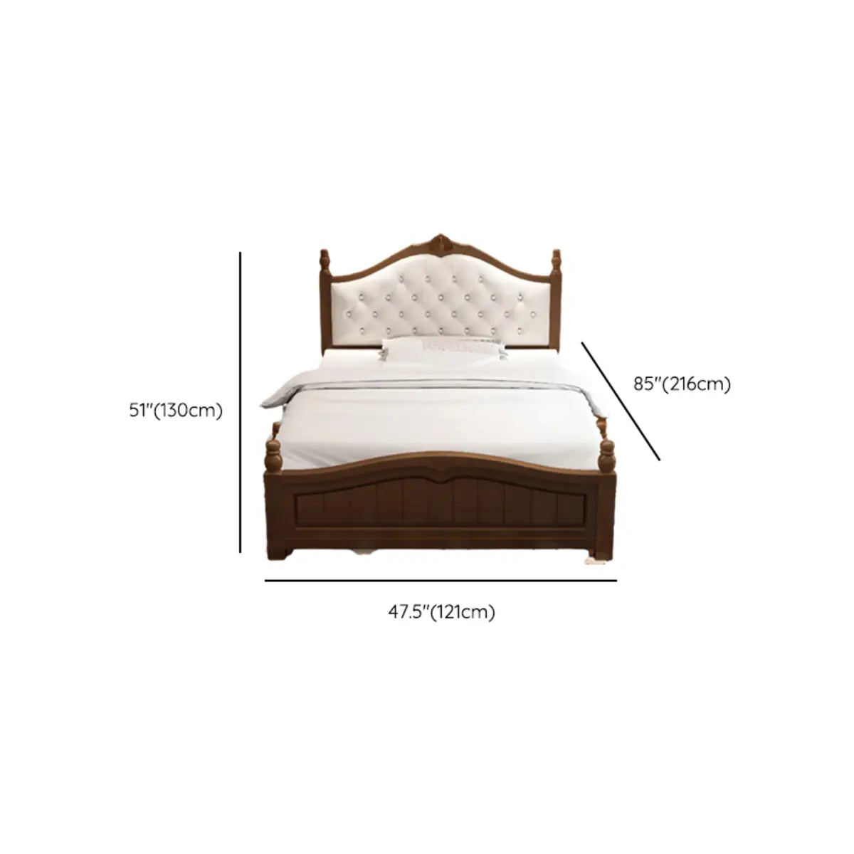 Brown Queen Curved Wood Upholstered Platform Panel Bed Image - 8