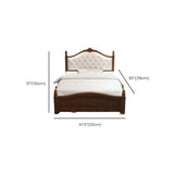 Brown Queen Curved Wood Upholstered Platform Panel Bed Image - 8