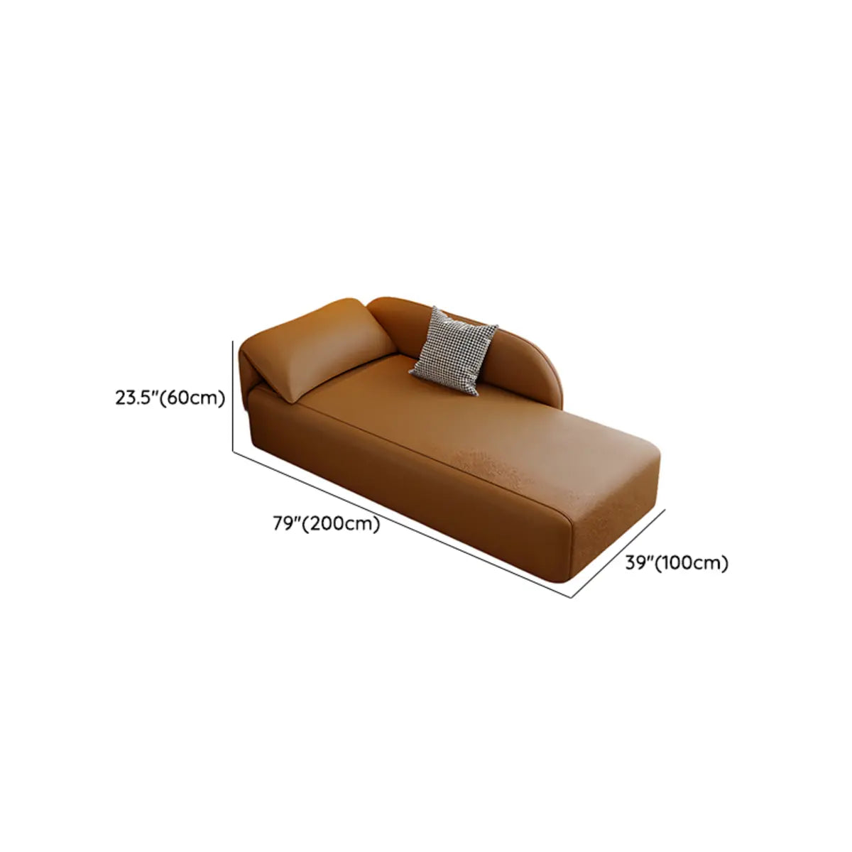 Brown Reclining Rectangular Leather Ergonomic Chaise 