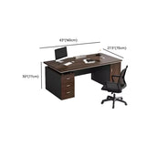 Brown Rectangle Manufactured Wood Drawers Computer Desk Image - 13