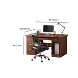 Brown Rectangle Manufactured Wood Drawers Computer Desk Image - 15