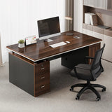 Brown Rectangle Manufactured Wood Drawers Computer Desk Image - 3