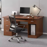 Brown Rectangle Manufactured Wood Drawers Computer Desk Image - 5