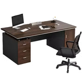 Brown Rectangle Manufactured Wood Drawers Computer Desk Image - 7