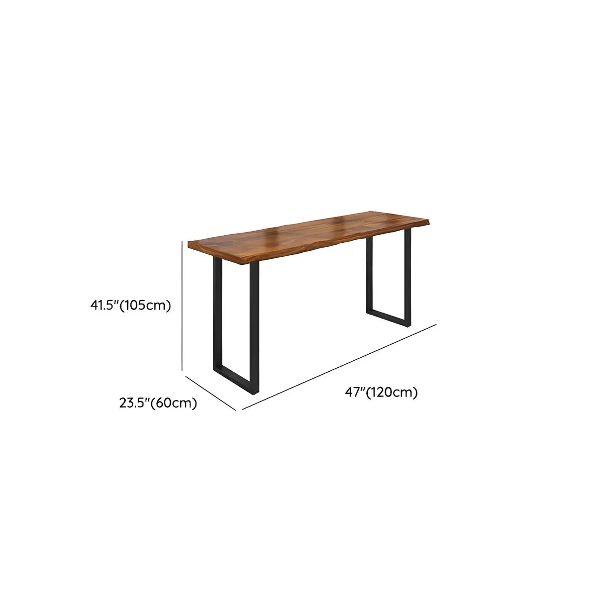 Brown Rectangle Pine Solid Wood Large Tall Bar Table 