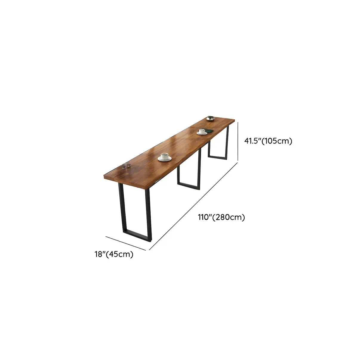 Brown Rectangle Pine Solid Wood Large Tall Bar Table Image - 21