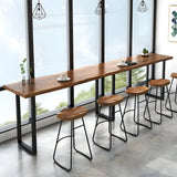 Brown Rectangle Pine Solid Wood Large Tall Bar Table Image - 4