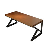 Brown Rectangle Pine Wood Iron Sled Double Gaming Desk Image - 5