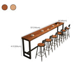 Brown Rectangle Solid Wood Large Bar Table with Metal Legs Image - 11