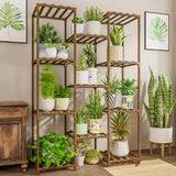 Brown Rectangle Wood Floor Storage Plant Stand Large Image - 1