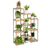 Brown Rectangle Wood Floor Storage Plant Stand Large Image - 11