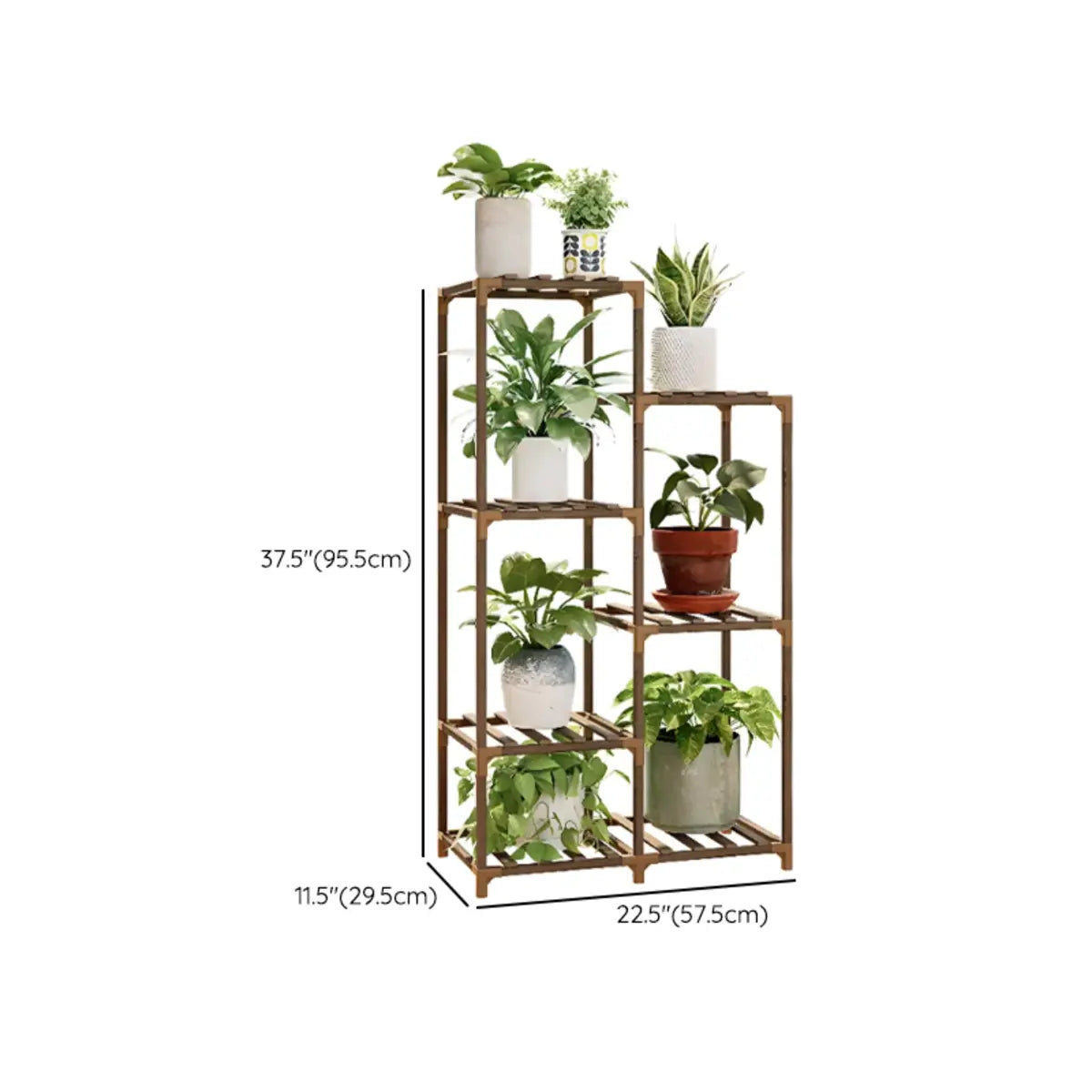 Brown Rectangle Wood Floor Storage Plant Stand Large Image - 17