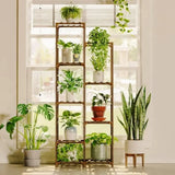 Brown Rectangle Wood Floor Storage Plant Stand Large Image - 2