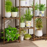 Brown Rectangle Wood Floor Storage Plant Stand Large Image - 8