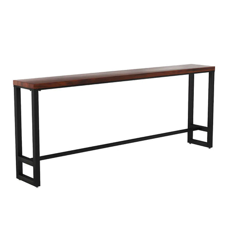 Brown Rectangle Wood Medium Bar Table With Footrest Image - 2