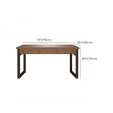 Brown Rectangular Drawers Sled Double Computer Desk Image - 18