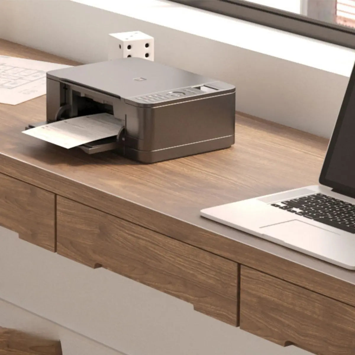 Brown Rectangular Drawers Sled Double Computer Desk Image - 8