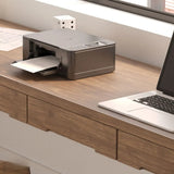 Brown Rectangular Drawers Sled Double Computer Desk Image - 8