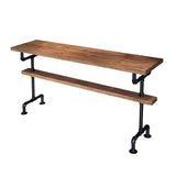 Brown Rectangular Pine Industrial Bar Table With Footrest Image - 5