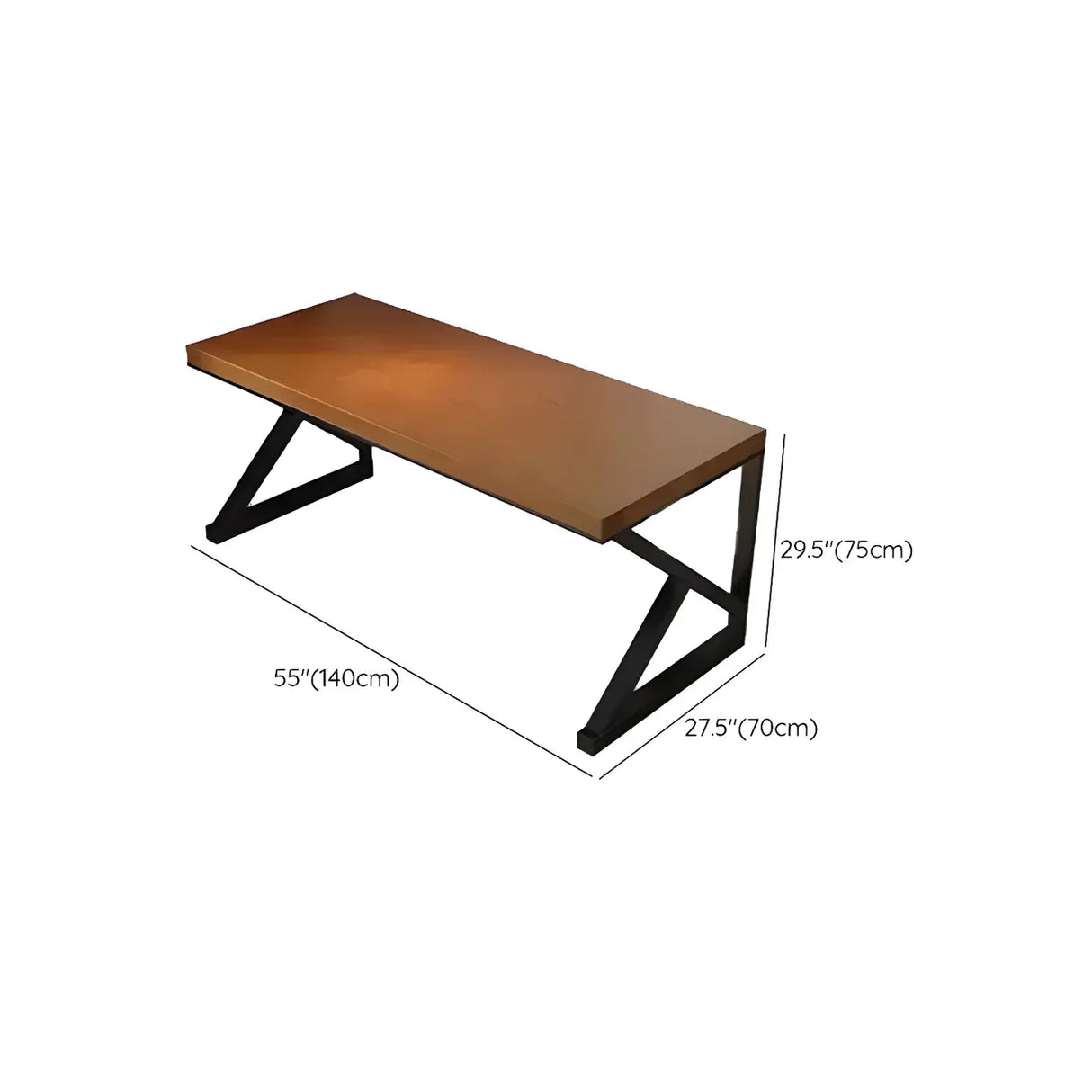 Brown Rectangular Pine Wooden Iron Sled Gaming Desk Image - 11