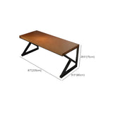 Brown Rectangular Pine Wooden Iron Sled Gaming Desk Image - 19