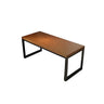 Brown Rectangular Pine Wooden Iron Sled Gaming Desk Image - 2