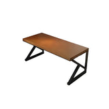 Brown Rectangular Pine Wooden Iron Sled Gaming Desk Image - 3