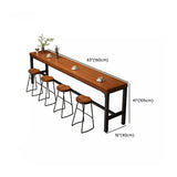 Brown Rectangular Wood Bar Table Counter with Steel Base Image - 8