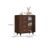 Brown Rectangular Wood Short Storage China Cabinet Image - 19