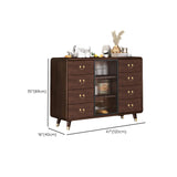 Brown Rectangular Wood Short Storage China Cabinet Image - 21