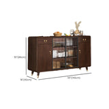 Brown Rectangular Wood Short Storage China Cabinet Image - 22