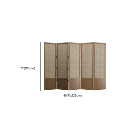 Brown Rectangular Woven Wooden Folding Room Divider Image - 17