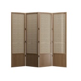 Brown Rectangular Woven Wooden Folding Room Divider Image - 5