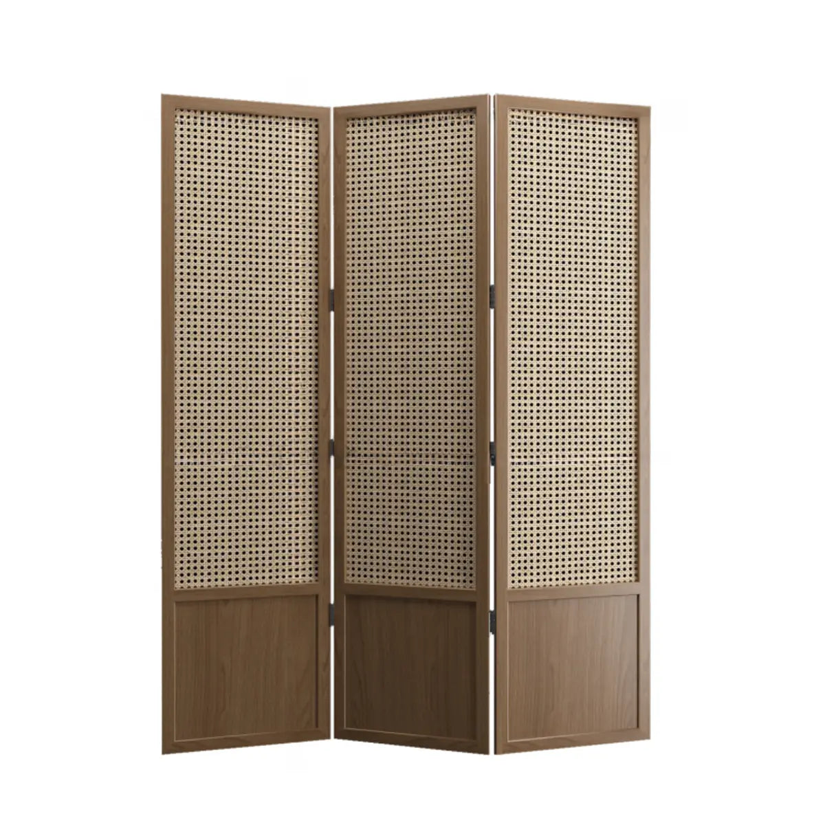 Brown Rectangular Woven Wooden Folding Room Divider Image - 9