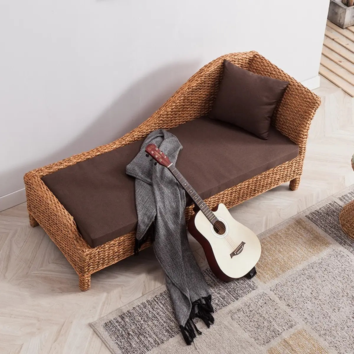 Brown Removable Cushions Medium Curved Rattan Lounge Sofa Image - 1