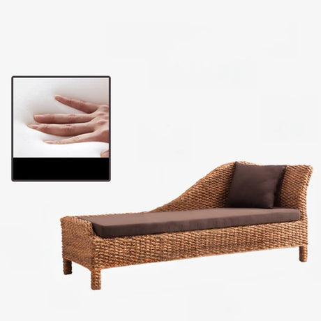 Brown Removable Cushions Medium Curved Rattan Lounge Sofa Image - 2