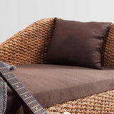 Brown Removable Cushions Medium Curved Rattan Lounge Sofa Image - 8