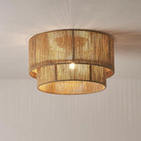 Brown Rope Double Cylinder Flush Mount Ceiling Light Image - 1