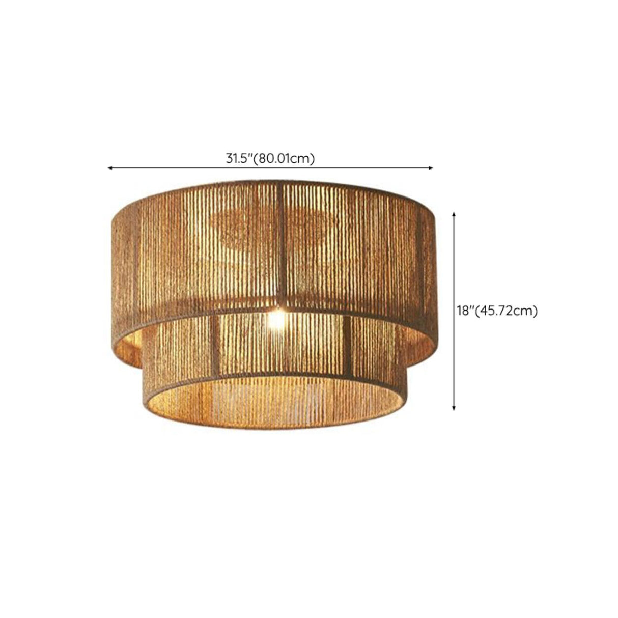 Brown Rope Double Cylinder Flush Mount Ceiling Light Image - 12