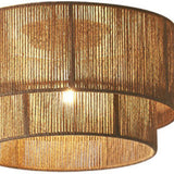 Brown Rope Double Cylinder Flush Mount Ceiling Light Image - 7