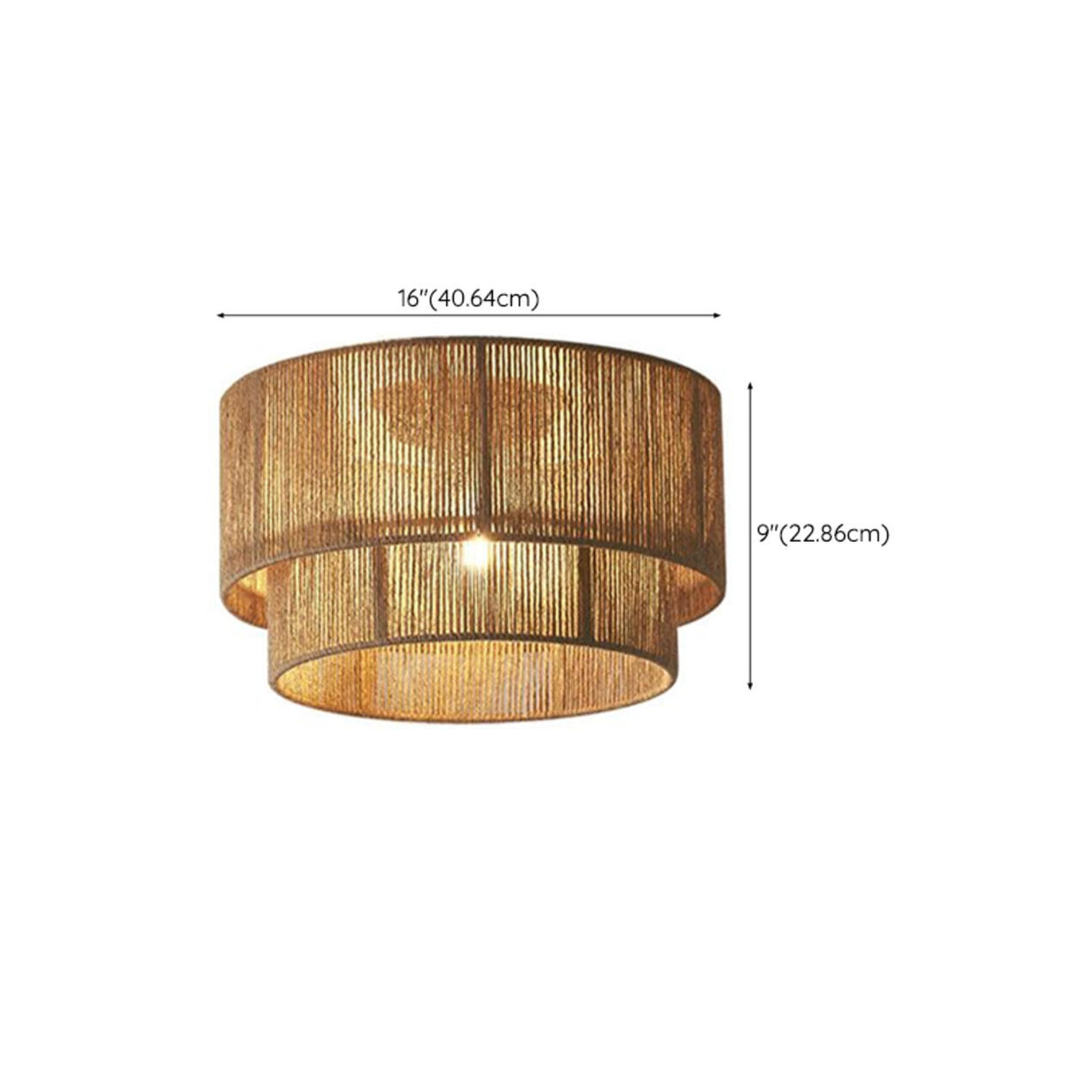 Brown Rope Double Cylinder Flush Mount Ceiling Light 