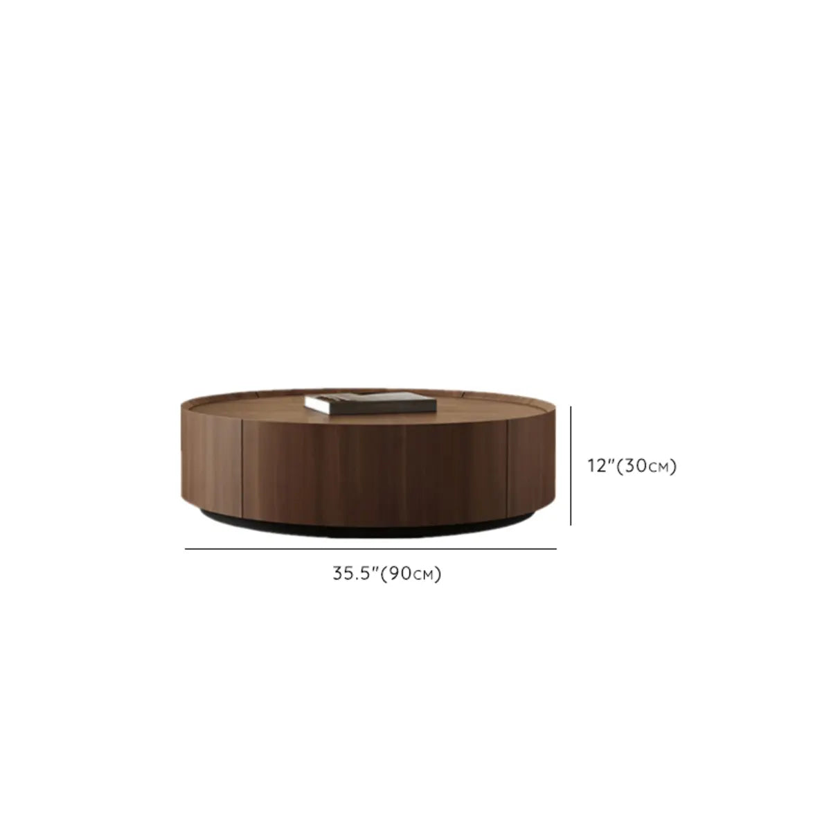 Brown Round Wood Drawers Storage Nesting Coffee Table 