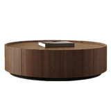 Brown Round Wood Drawers Storage Nesting Coffee Table Image - 3