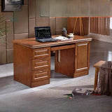 Brown Rubberwood Drawers Butcher Block Writing Desk Image - 1